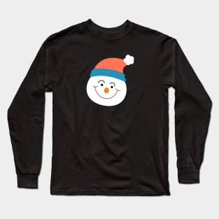 Cute Snowman Face Long Sleeve T-Shirt